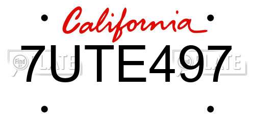 7UTE497 California License Plate
