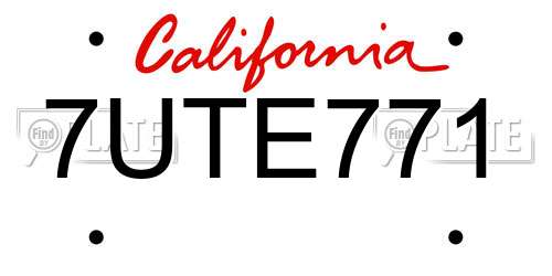 7UTE771 California License Plate