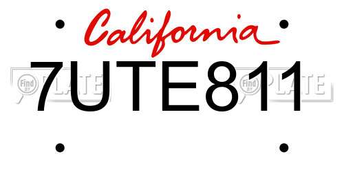 7UTE811 California License Plate