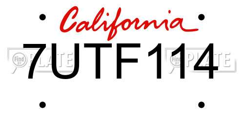 7UTF114 California License Plate