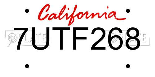 7UTF268 California License Plate