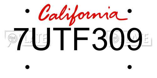 7UTF309 California License Plate