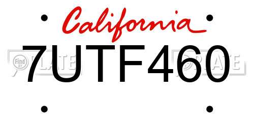 7UTF460 California License Plate