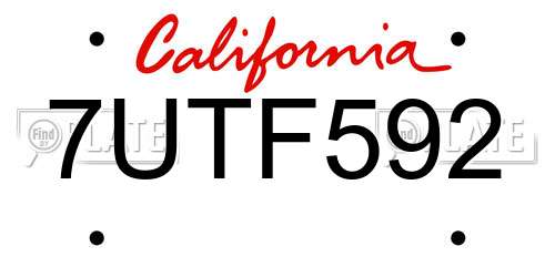 7UTF592 California License Plate