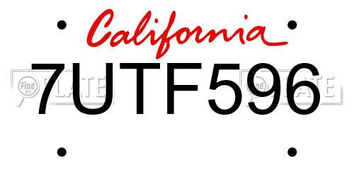 7UTF596 California License Plate