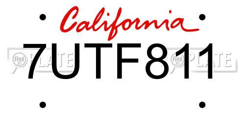 7UTF811 California License Plate