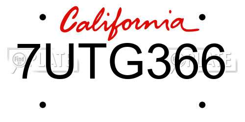 7UTG366 California License Plate