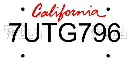 7UTG796 California License Plate
