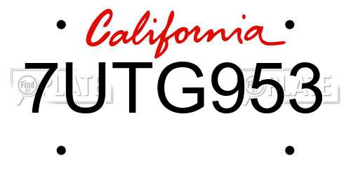 7UTG953 California License Plate