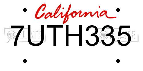7UTH335 California License Plate