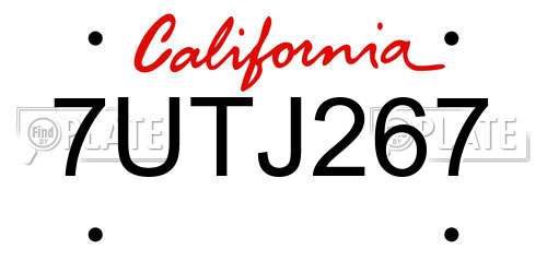 7UTJ267 California License Plate