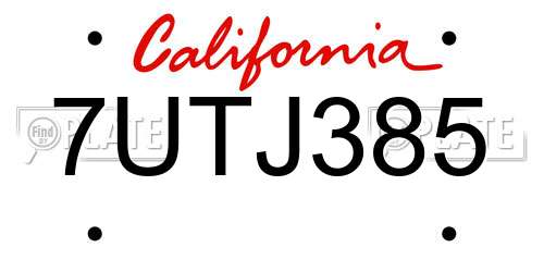 7UTJ385 California License Plate