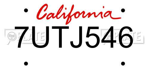 7UTJ546 California License Plate