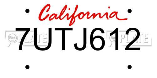 7UTJ612 California License Plate