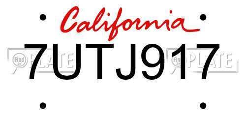 7UTJ917 California License Plate
