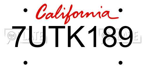 7UTK189 California License Plate