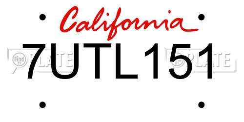 7UTL151 California License Plate