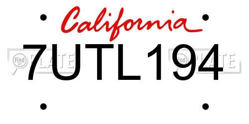 7UTL194 California License Plate