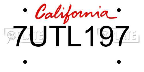7UTL197 California License Plate