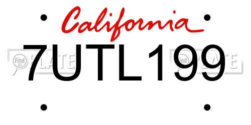 7UTL199 California License Plate