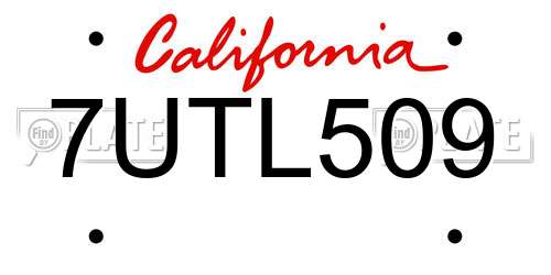 7UTL509 California License Plate