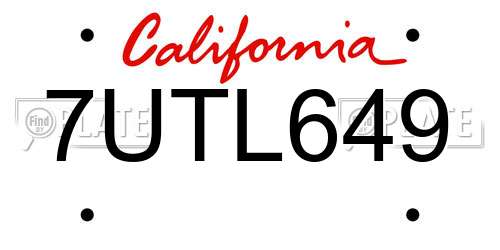 7UTL649 California License Plate