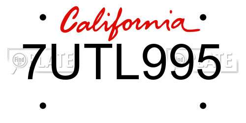 7UTL995 California License Plate