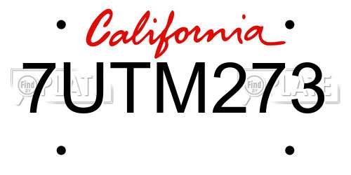 7UTM273 California License Plate