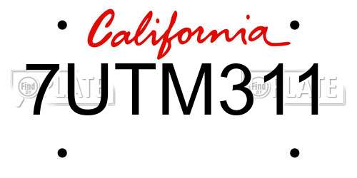 7UTM311 California License Plate