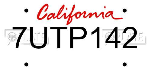 7UTP142 California License Plate