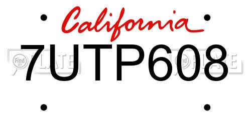 7UTP608 California License Plate