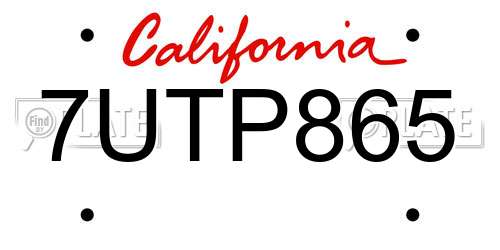 7UTP865 California License Plate