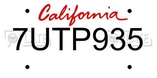 7UTP935 California License Plate