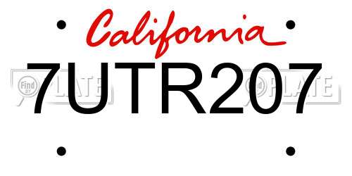 7UTR207 California License Plate