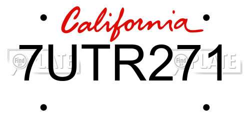 7UTR271 California License Plate