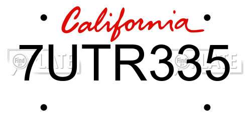7UTR335 California License Plate