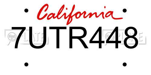 7UTR448 California License Plate