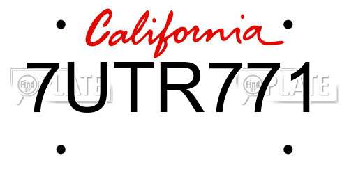 7UTR771 California License Plate