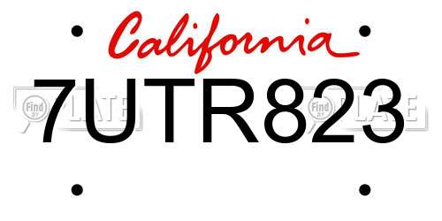 7UTR823 California License Plate