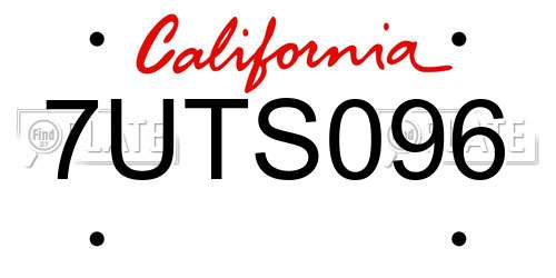 7UTS096 California License Plate
