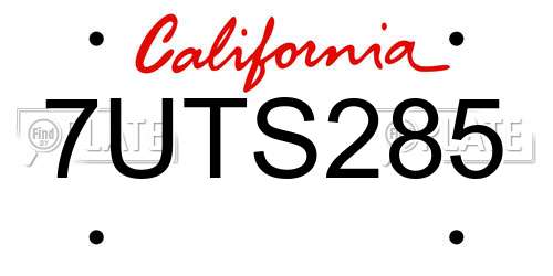 7UTS285 California License Plate