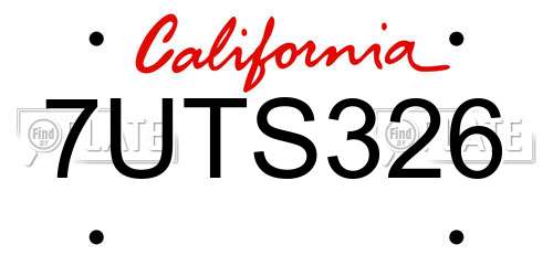 7UTS326 California License Plate
