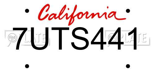 7UTS441 California License Plate