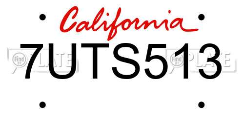 7UTS513 California License Plate