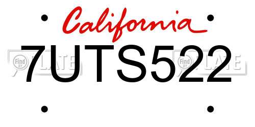 7UTS522 California License Plate