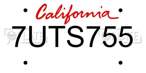 7UTS755 California License Plate