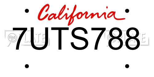7UTS788 California License Plate