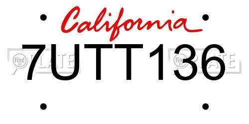 7UTT136 California License Plate