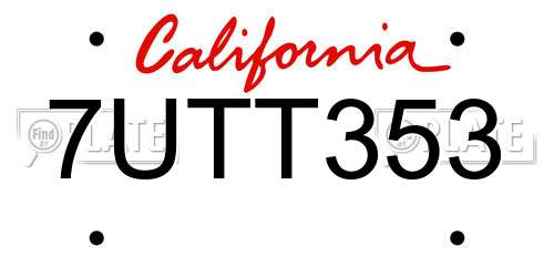 7UTT353 California License Plate