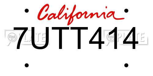 7UTT414 California License Plate